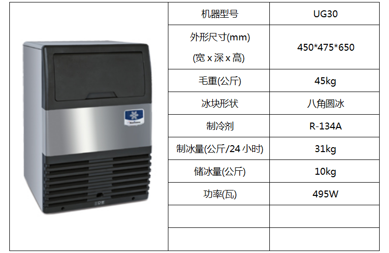 萬利多噴淋式柜臺制冰機(jī)UG30