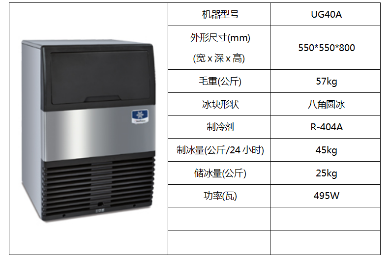 萬利多噴淋式柜臺制冰機(jī)UG40A