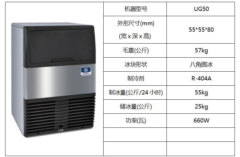 萬利多噴淋式柜臺制冰機(jī)UG50